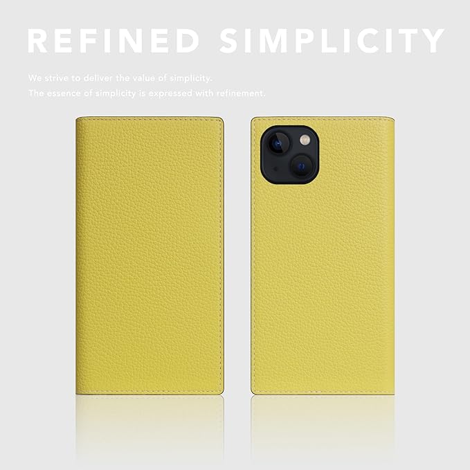 D8 Neon Full Grain Leather Wallet Case for iPhone 15 Plus - [2-in-1] Handcrafted Detachable Diary Style with Magnetic MagSafe Back Cover, Gift Box Included (Lemon)