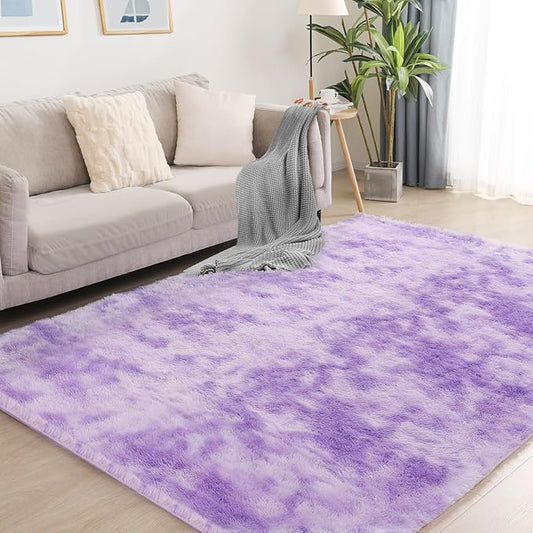 5x7 Area Rug, Luxury Rugs for Living Room, Ultra Soft Rugs for Bedroom, Non-Slip Indoor Carpet for Nursery, Kids Room, Playroom, Home Decor, Tie-Dyed Purple