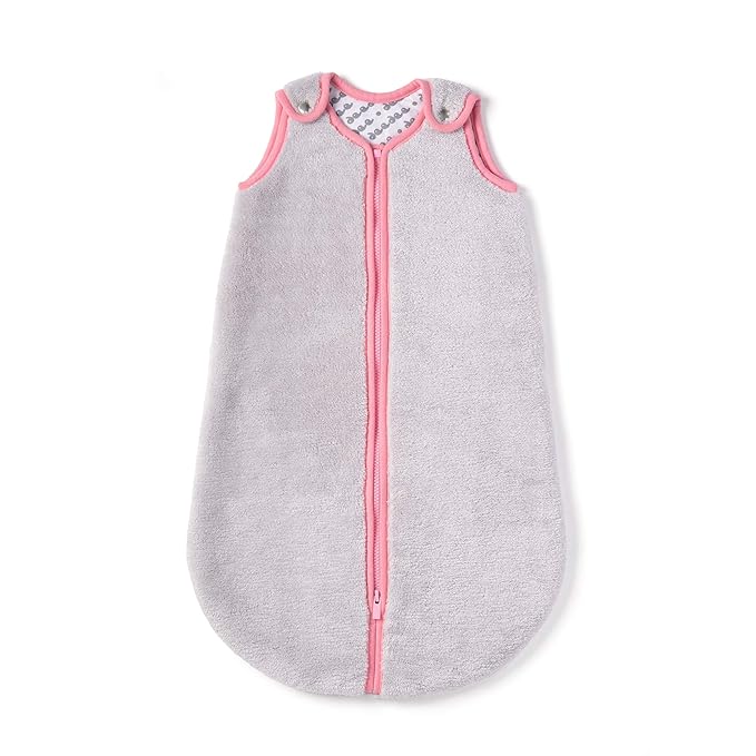 baby deedee Sleep Nest Teddy Baby Sleeping Bag, Gray Bubble Gum, Large (18-36 Month)