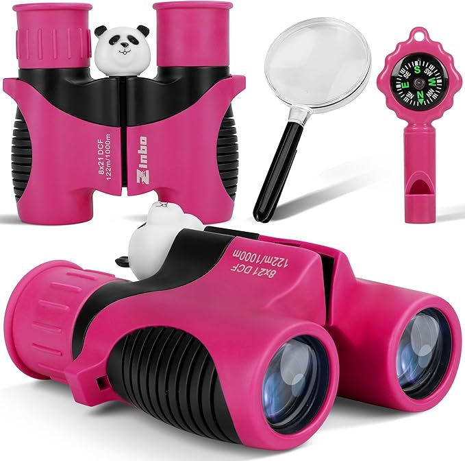 Binoculars for Kids, Toys for 3-12 Year Old Girls and Boys, Bird Watching Hiking 4 5 6 7 8 9 Year Old Girl Boy Christmas Birthday Gifts, Outdoor Toys for Kid Set with Magnifying Glass & Compass
