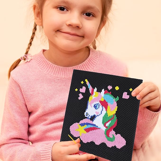 Dan&Darci Unicorn Cross Stitch Kit for Kids - Fun Crafts for Girls 8-12 - 9 Year Old Girl Birthday Gifts - Embroidery Kits for Beginners - Craft for Ages 8-12, 10-12 - Gift for 8-12 Year Old