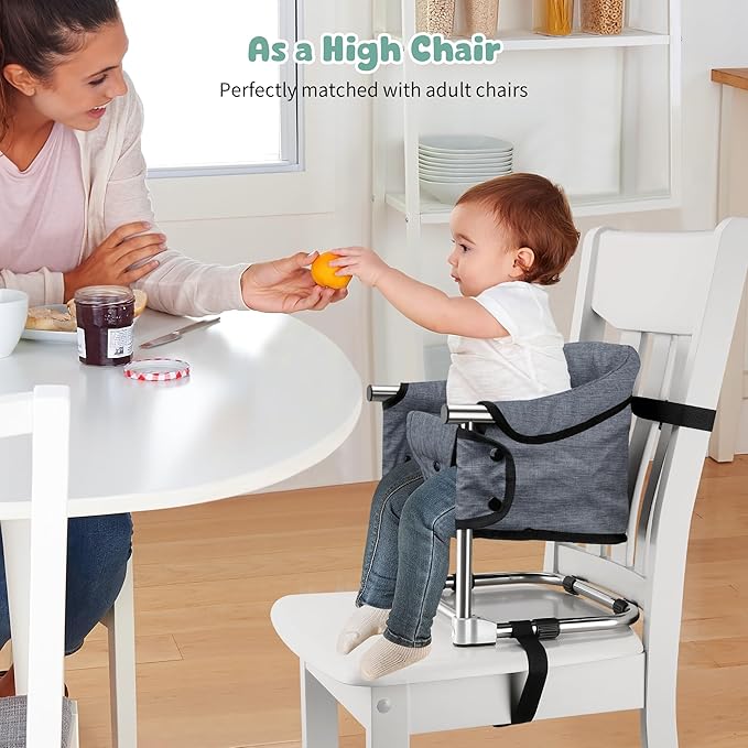 Booster Seat for Dining Table: Portable Toddler Booster Chair with Safety Buckle and Height Adjustable, Foldable Baby Feeding Chair, Kids High Chair Booster Seat for Kitchen Home Travel - Red