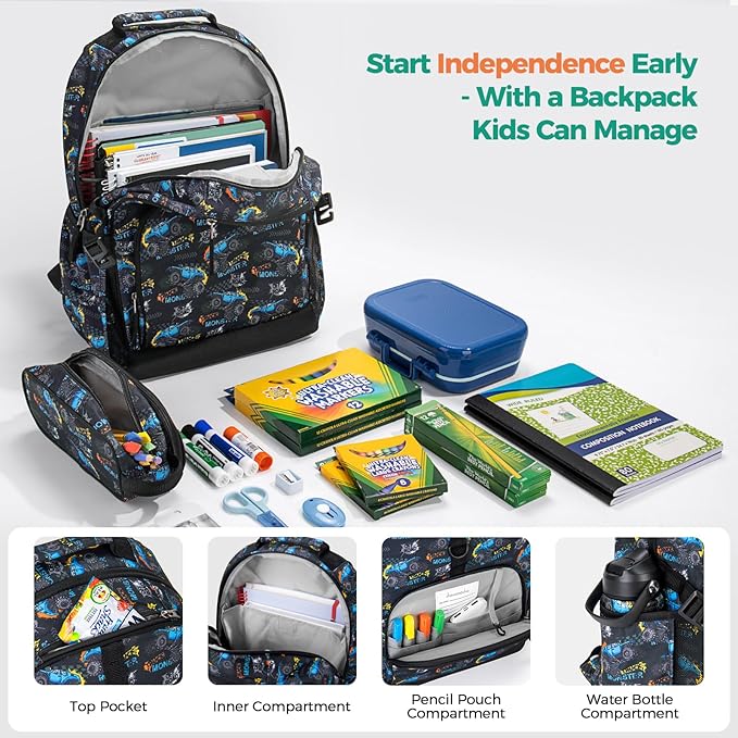 Choco Mocha Balls Backpack for Boys, Elementary School Backpack for Boys Ages 6-8 Kids Kindergarten Backpack Bookbag 17 Inch with Chest Strap, Blue