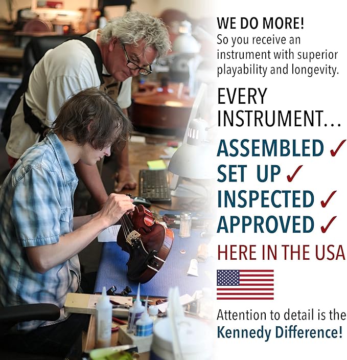 Bunnel Pupil Violin Outfit 1/4 Size Clearance By Kennedy Violins - Carrying Case and Accessories Included - Solid Maple Wood and Ebony Fittings RB300