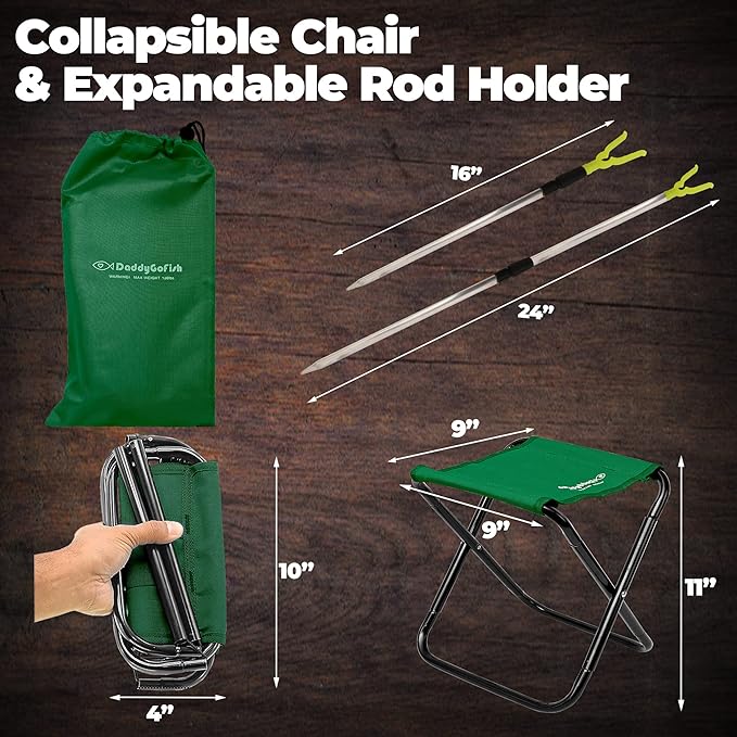 DaddyGoFish Kids Fishing Pole - Rod Reel Combo Tackle Box Starter Set - First Year Small Dock Gear Kit for Boys Girls Toddler Youth Age Beginner Little Children Junior Anglers Older Kids