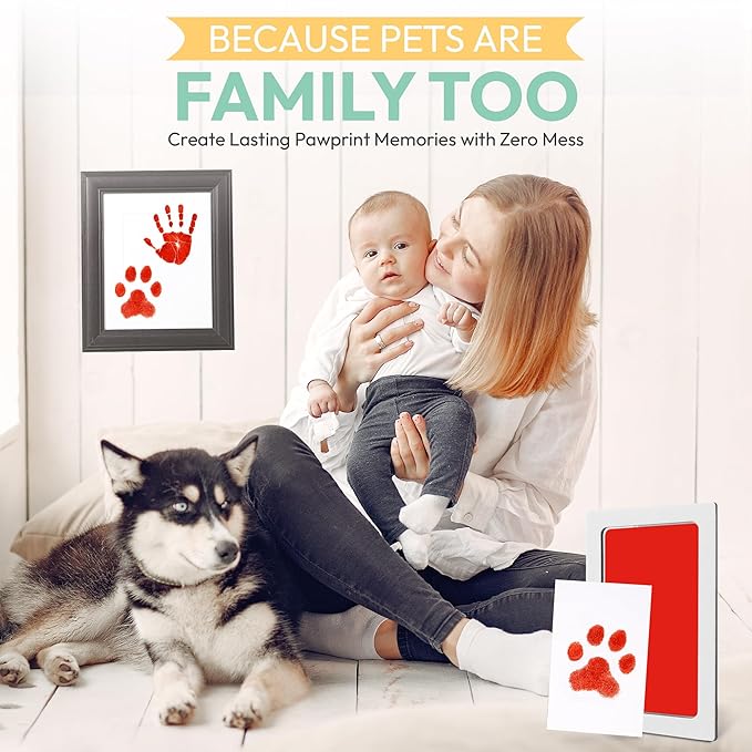 Clean Touch Ink Pad for Baby Handprints and Footprints – Inkless Infant Hand & Foot Stamp – Safe for Babies, Doesn’t Touch Skin – Perfect Family Memory or Gift – Red Print Kit by Tiny Gifts