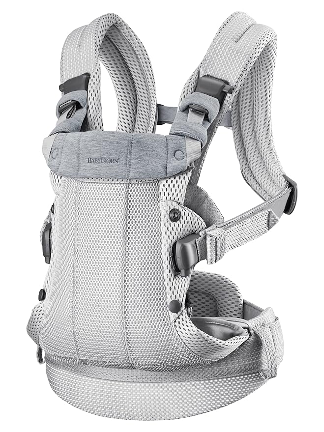 BabyBjörn Baby Carrier Harmony, Silver, 3D Mesh | 3-in-1 Ergonomic Baby Carrier; Newborn, Facing-In, Outward-Facing, and Back Carrying Positions Supported (7-40 lbs), Newborn to Toddler
