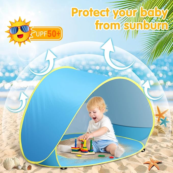 Baby Beach Tent Pop Up Beach Tent Baby Tent for Beach, Portable Shade Pool UV Protection Sun Shelter for Infant