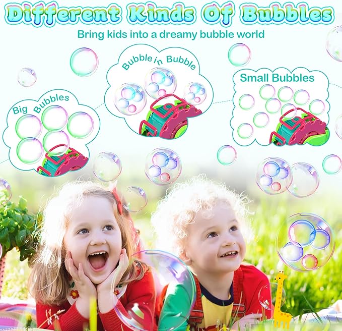 Bubble Machine for Toddlers Kids & Pets, with 8oz Safe Solution, Extra Large & Bubbles in Bubble Maker, Children & Pets Dog Toys Gift, Indoor/Outdoor Birthday Wedding Party Bubble Blower