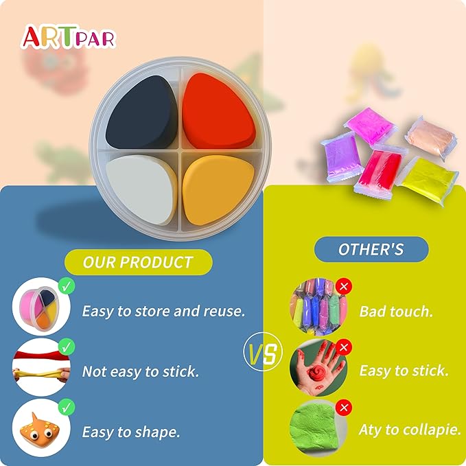 ARTPAR Air-Dry Clay Kit for Kids,12 Marine Animals‌ Modeling Magic Clay Sculpting Tools Set,Non-Toxic, Ultra-Light,Creative DIY School Arts & Crafts Gifts for Boys & Girls Ages 3-12
