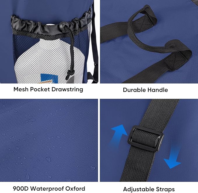 BALEINE 120L Laundry Bag Backpack, 900D Oxford Fabric Large Travel Laundry Bags with Shoulder Straps and 2 Mesh Pockets for College Dorm, Apartment, Laundromat (Navy, 120L)