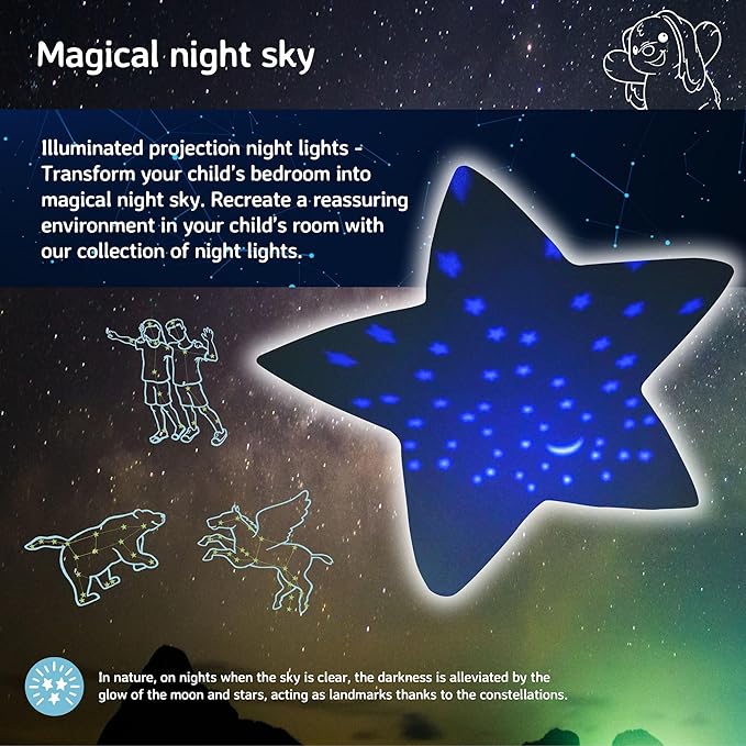 Cloud b Calming Nightlight Star Projector | Gentle Brightness | 3 Colors | 3 Constellations | Auto-Shutoff | Twilight Buddies®- Fawn
