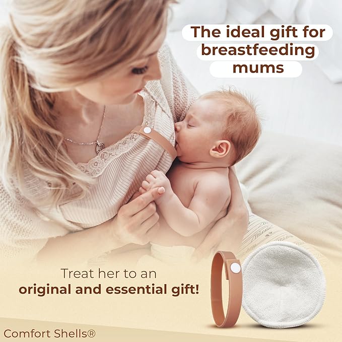 Comfort Shells® Reusable Nursing Pads – 14 Pack Ultra Soft Breast Pads + Laundry Bag + Nursing Clip Bracelet – Washable, Hypoallergenic – Absorbs Breast Milk Leaks