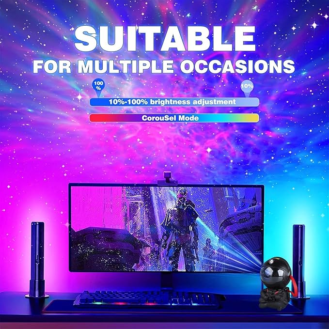 Astronaut Star Projector, Star Projector Galaxy Light for Kids，8 Modes Remote and 270° Adjustable Led Lights for Bedroom, Girls Room Decoration, Home Theater, Ceiling, Timer (Black Guitar)