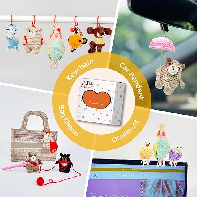 ChillFuzz Animal Crochet Kit Beginner Crochet Kit for Adults and Kids with Yarn Hook and Instructions Creative DIY Craft Project Aquarium