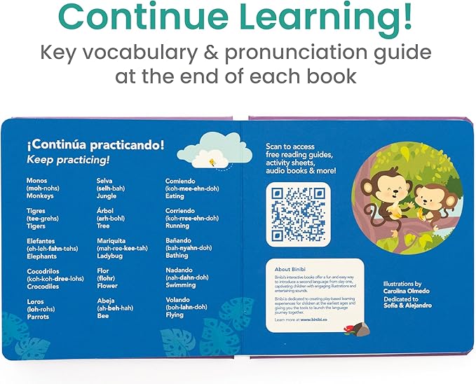 Binibi Spanish Books for Babies & Toddlers 1-3 La Selva Bilingual Sound Book with Jungle Animal Sounds | Bilingual Children's Book | Support Spanish Learning for Kids | Libro en español para bebés