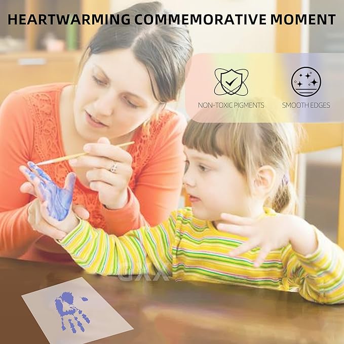 CHERRY CHEERS Family Handprint Kit with Light, Handprint Keepsake Frame, Wooden Led Light, Easy Install, No Need Screw etc, Non-Toxic Paints (Black)