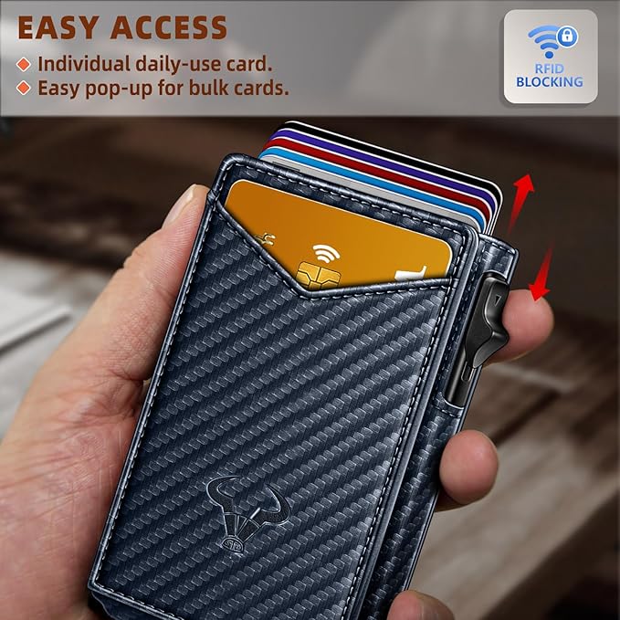 BULLIANT Men Wallet,Money Clip Wallet Slim For Gift Men 9Cards-Metal Credit Card Case in Magnetic Leather Flip