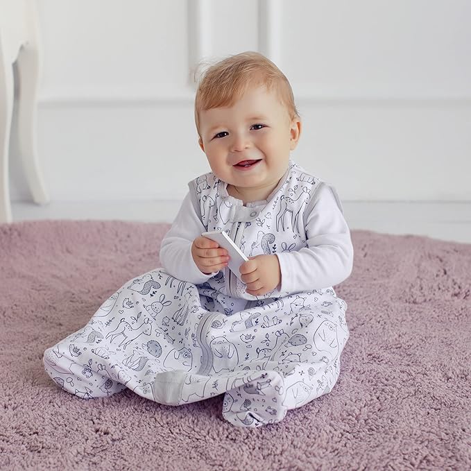 Baby Sleep Sack 1.0 TOG, Organic Cotton Baby Wearable Blanket with Two-Way Zipper, Swaddle Transition Baby Sleeping Bag, All-Season Sleep Sack for Newborn Infant Toddler Boy Girl, 2-Pack