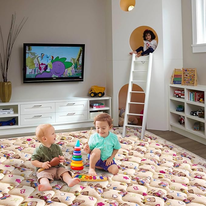 Baby Play Mat - 65" X 50",Premium Thicker Foam One-Piece Crawling Mat, Machine Washable, Extra Large Anti-Slip Activity Playmat for Babies, Toddlers & Infants