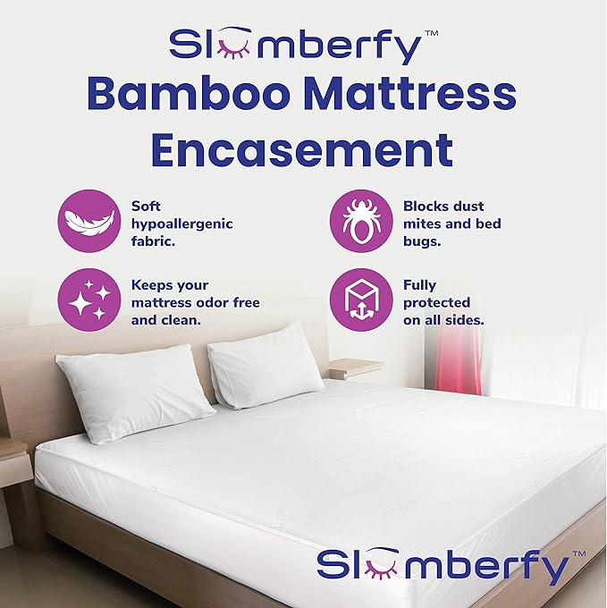 Cal King Size Waterproof Bamboo Mattress Encasement by Slumberfy - Premium Skin-Safe Mattress Protector with 360° EZ Zipper, Lab-Tested Bed Bug Protection, Zippered Encasement (72x84 in)