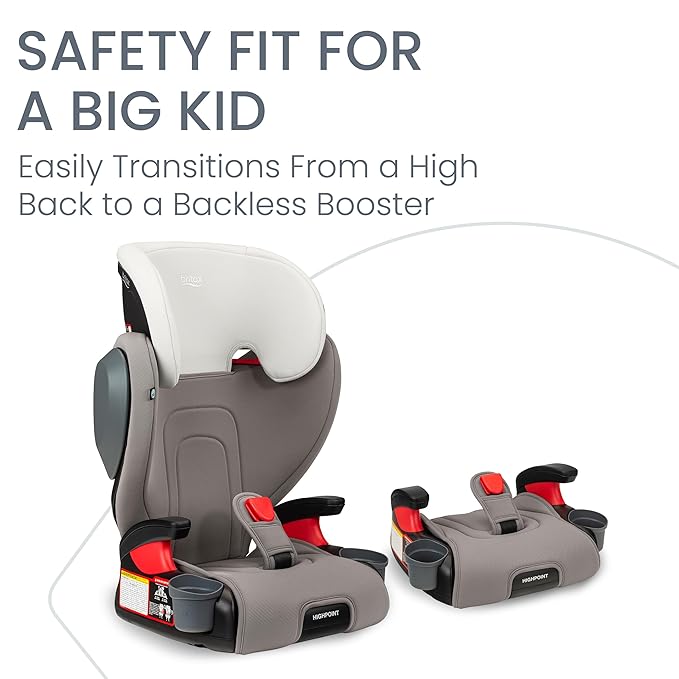 Britax Highpoint Backless Belt-Positioning Booster Seat, SafeWash Gray Ombre