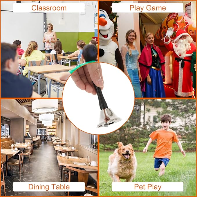 CYEAH 12 Pack Hand Bell, Silver Steel Service Bell Call Bell Dinner Bell for Wedding, Service, Game, Alarm, Jingles (Silver)