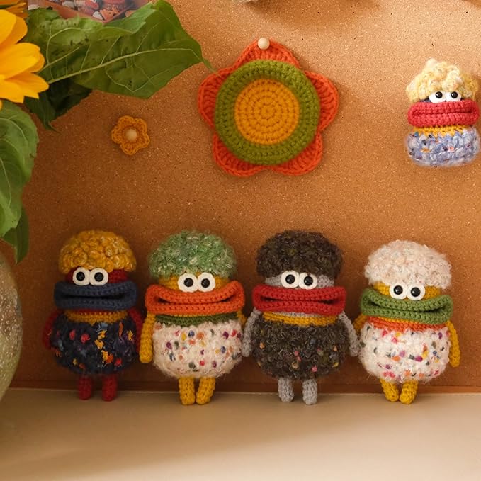 Beegofly Crochet Kits, Crochet Monsters Kit for Experienced Adults and Kids,with Step-by-Step Video Tutorials,Airpods Storage Bag,Handmade Gift,Original Sausage Mouth Monster Egg Bags (Orange)