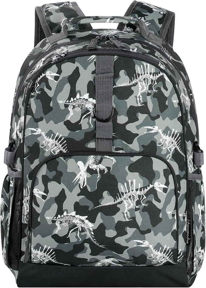 Choco Mocha Backpack for Boys, Elementary School Backpack for Boys Ages 6-8 Kids Kindergarten Backpack Bookbag 17 Inch with Chest Strap, Camo