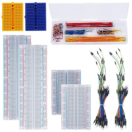 276Pcs Breadboard Jumper Wires Kit, 2Pcs 830 Breadboards + 2Pcs 400 Breadboards + 2Pcs Color-Coded 170 Breadboards + 140Pcs U-Shape Jumpers and 2x65Pcs Flexible Wires for Arduino, Raspberry Pi, STEM