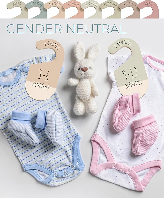 Baby Clothes Dividers For Closet - Wooden Baby Clothes Organizer Dividers for Boy & Girl, 8 Baby Closet Dividers by Size - Ideal Clothing Organizers