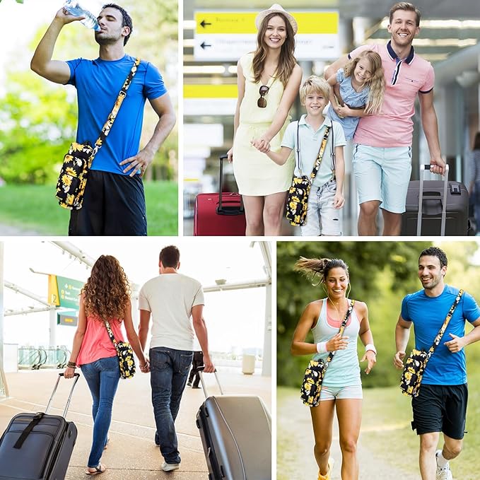 Betsey Johnson Insulated Water Bottle Pouch Holder Carrier Crossbag with Adjustable Shoulder Strap - Lightweight Polyester Accessories with Pockets Good for Hiking Sports