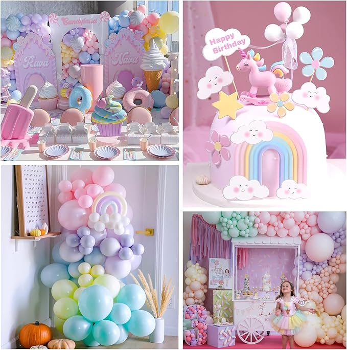 219Pcs Daisy Balloon Arch Garland Kit - Pastel Rainbow Balloons Arch Kit with Daisy Balloons,Banner,Cake Toppers,12 3D Butterfly, for Birthday Party, Baby Shower, Flower Themed Party Decorations