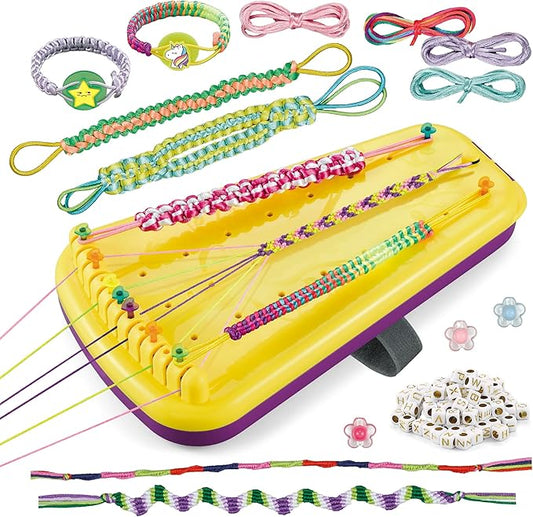 Chilpals Friendship Bracelet Making Kit for Girls,Arts and Crafts for Kids Ages 8-12,Birthday Gifts Ideas for Girl 7 8 9 10 11 Year Old - 2 in 1 Bracelets String Maker Toys Set (Yellow)