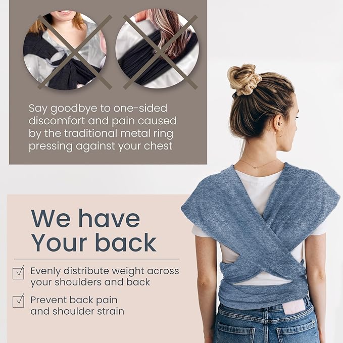 Baby Wrap Carrier - Premium Cotton Baby Carrier Wrap for Newborn to Toddler- Infant Carrier- Baby Holder One Size Fits All with Front Pocket (Grey) by Max&so