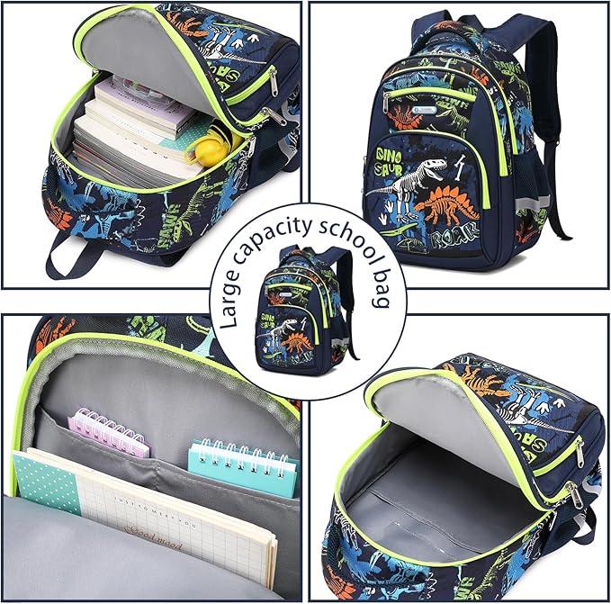 Cusangel Backpack for Boys Girls School Bookbags,Kindergarten Elementary Middle School Lightweight Waterproof Multifunctional Large Capacity for Backpack (17inch Luminous dinosaur)