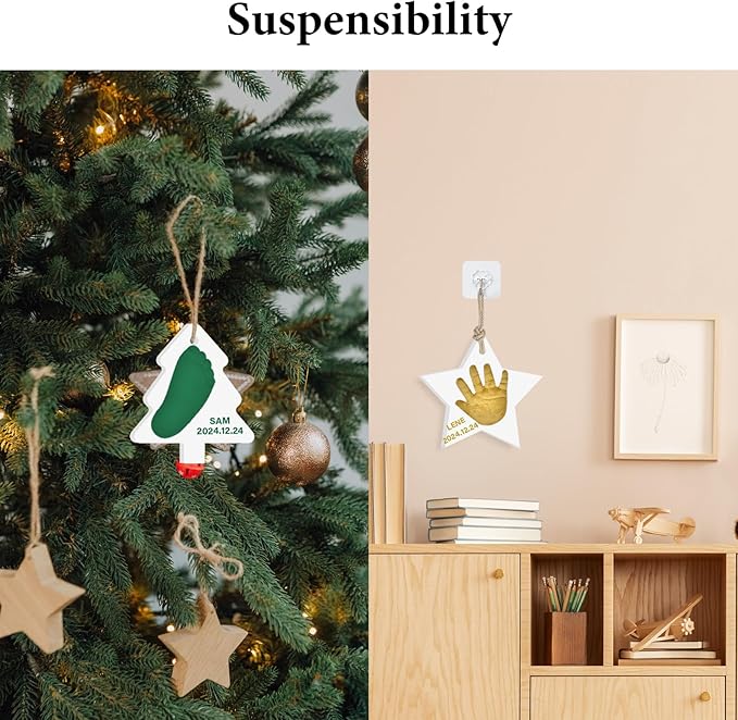 Baby Handprint Footprint Keepsake Ornament Kit, Personalized Baby Foot Printing Kit for Newborn Clay Impression Handmade DIY Imagination to Create