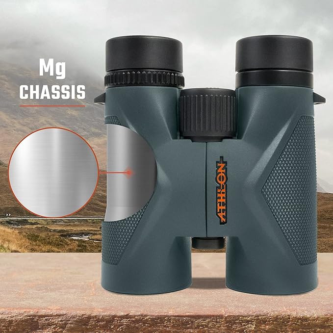 Athlon Optics 10x42 Midas UHD Gray Binoculars with Eye Relief for Adults and Kids, High-Powered Binoculars for Hunting, Birdwatching, and More