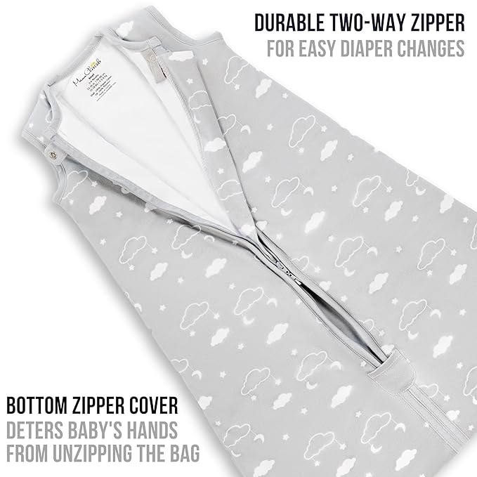 Baby Sleep Sack 1.0 TOG, Organic Cotton Baby Wearable Blanket with Two-Way Zipper, Swaddle Transition Baby Sleeping Bag, All-Season Sleep Sack for Newborn Infant Toddler Boy Girl, 2-Pack, 0-6 Month