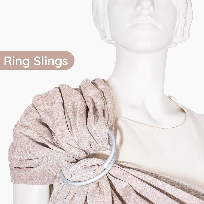 Baby Sling Carrier – Breathable 100% Cotton Wrap for Infant Support, Ring Sling Baby Carrier – Adjustable Muslin Fabric, Soft Chest Hold for Travel (Sand)