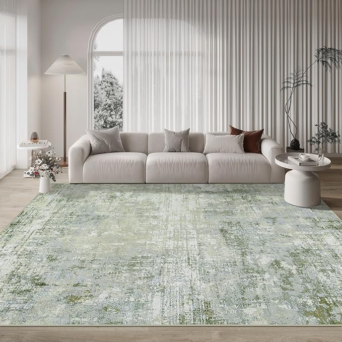 8x10 Area Rugs for Living Room Rug Washable: Modern Large Rug for Dining Room Bedroom Carpet Non Slip 8 by 10 Indoor Abstract Nursery Home Office Green