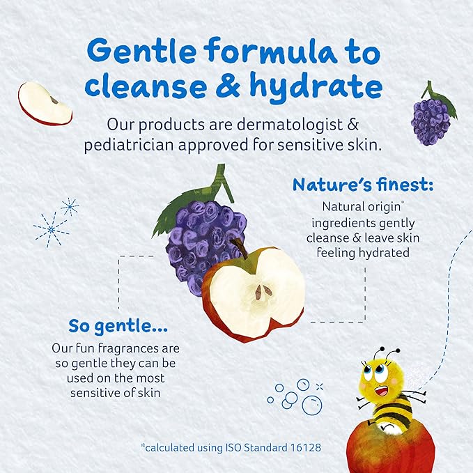 Childs Farm, Kids Hair & Body Wash for Dry, Sensitive Skin, Blackberry & Organic Apple, Gently Cleanses, Vegan, Cruelty-Free, 8.4 Fl Oz