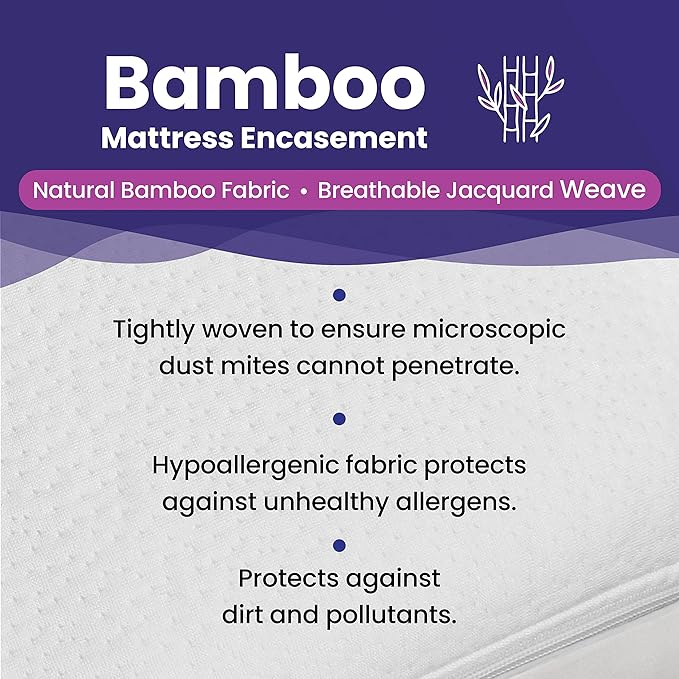 Cal King Size Waterproof Bamboo Mattress Encasement by Slumberfy - Premium Skin-Safe Mattress Protector with 360° EZ Zipper, Lab-Tested Bed Bug, Zippered Encasement (72x84 in)