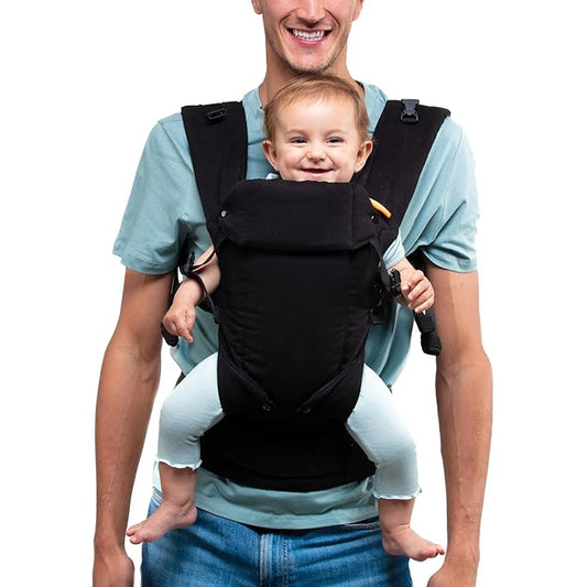 Beco Gemini Baby Carrier from Newborn to Toddler - Certified Ergonomic Newborn Baby Carrier for Infants and Children of 7-35 lbs - M Shape, Adjustable Seat, 100% Cotton (Metro Black)