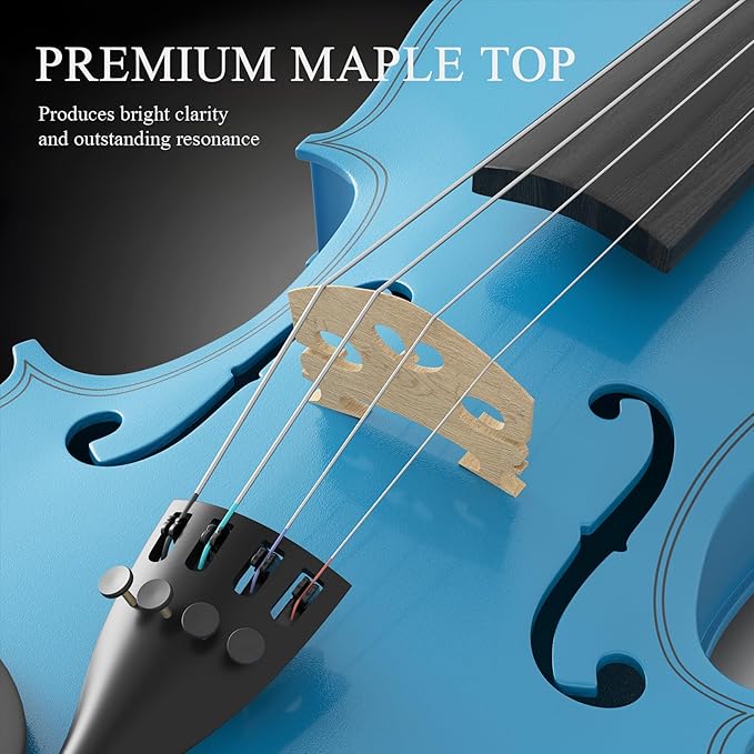 4/4 Beginner Violin Kit for Adults, Complete Full Size Violin Set with Portable Case, Bow, Rosin, Sky Blue