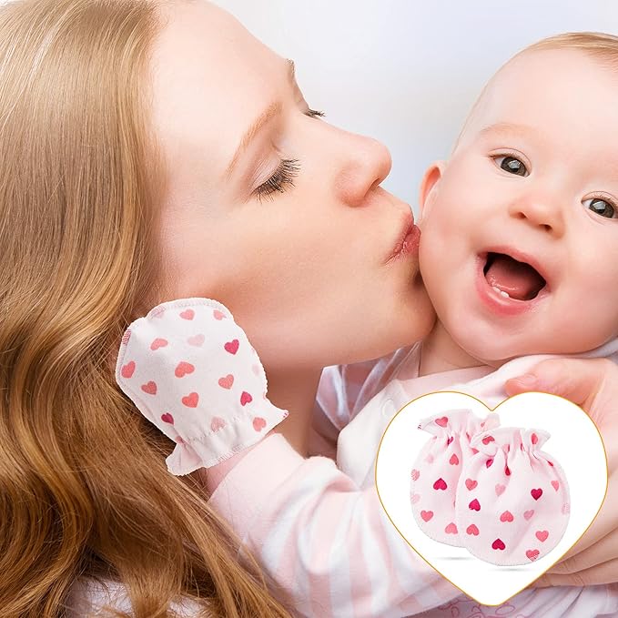 Geyoga 24 Pairs Newborn Baby Mittens Cute No Scratch Mittens Soft Elastic Infant Girl Gloves for 0-6 Months