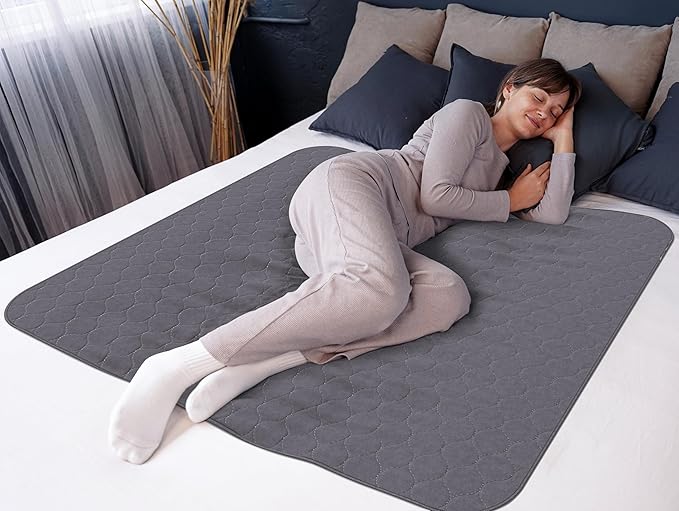 Inspire Underpads | Stain Hiding Gray Reusable Incontinence Bed Pads | Waterproof Mattress Pad | for Adults Babies and Dogs (34 X 52)