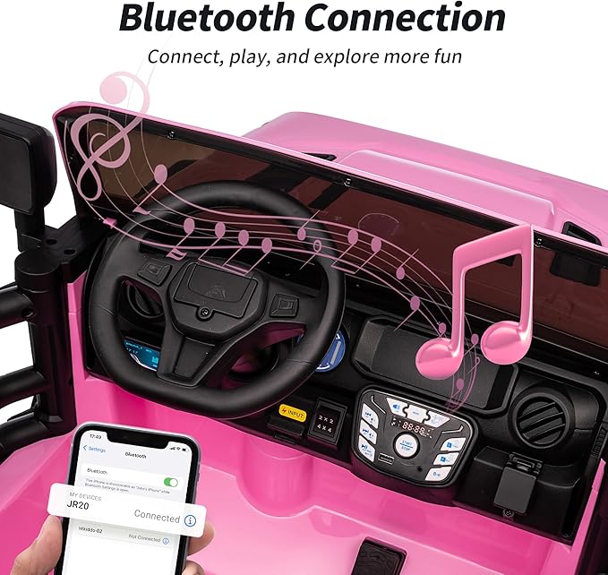 2 Seater Ride on Toy Car for Kids, 24V 4WD Ride-on Truck Kids Electric Car with Remote Control, 4x200W Motors - Light Pink