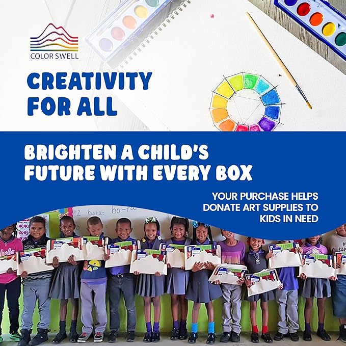 Color Swell Washable Bulk Watercolors, 18 pack, 8 Colors, Wood Brush, Classroom Bulk Pack - Bulk Watercolors