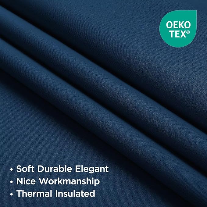 Joydeco Blackout Curtains 96 Inches Long, Thermal Insulated Black Out Curtains 2 Panels Set for Bedroom, Room Darkening Drapes for Living Room Window (W37 x L96 Inch, Navy Blue)